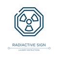 Radiactive sign icon. Linear vector illustration from universal warning signals collection. Outline radiactive sign icon vector.
