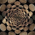 Radial abstract pattern with wood coins Royalty Free Stock Photo