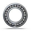 Radial ball bearing with caliper close-up. Ball bearing assembly. 3D rendering.