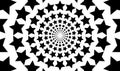 Radial black concentric stars on white background