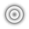 Radial black and white round pattern of dots. Vector Abstract background