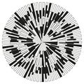 Radial burst Vector. Exploding pixel pattern. Abstract dynamic graphic. Black white chaos. Royalty Free Stock Photo