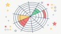 Radial chart with lines, linear data segments analysis graph vector design Generative AI