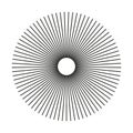 Radial circle lines form. Circular lines trendy element. Symbol of Sun star rays pattern. Flat design minimalist mockup. Royalty Free Stock Photo