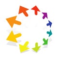 Radial, circular arrows for enlarge, expand themes. Alignment, align, maximize concepts pointers illustration. Outward cursor Royalty Free Stock Photo