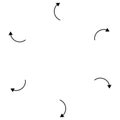 Radial, circular arrows pointing from center. Concentric pointers for extrusion, protrusion themes. Diffuse, dissension, bloat Royalty Free Stock Photo