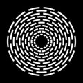 Radial Circular White Pattern on Black Background. Circle Design Element