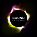 Radial colour sound waves isolated on darck background. vector illustration