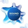 Radial colour sound waves isolated on darck background. vector illustration