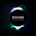 Radial colour sound waves isolated on darck background. vector illustration