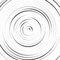 Radial concentric circles with irregular, dynamic lines. Abstract pattern with rotating, spiral effect. Royalty Free Stock Photo