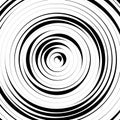 Radial concentric circles with irregular, dynamic lines. Abstract pattern with rotating, spiral effect. Royalty Free Stock Photo