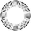 Radial dashed line circles. Circular, concentric element with gap lines. Periodic, infrequent line circles. Orbitting piece, bit