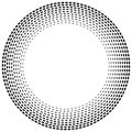 Radial dashed line circles. Circular, concentric element with gap lines. Periodic, infrequent line circles. Orbitting piece, bit