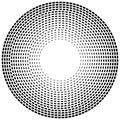 Radial dashed line circles. Circular, concentric element with gap lines. Periodic, infrequent line circles. Orbitting piece, bit Royalty Free Stock Photo