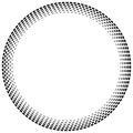 Radial dashed line circles. Circular, concentric element with gap lines. Periodic, infrequent line circles. Orbitting piece, bit