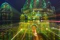 Radial defocused double exposure of Berliner Dome at Festival of Lights