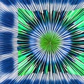 A radial design with interlocking squares in shades of blue and green1, Generative AI