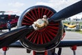 The radial engine Vedeneyev M-14P of trainer/aerobatic aircraft Yakovlev Yak-50. Royalty Free Stock Photo