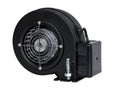 A radial fan with a diaphragm is designed to supply air to the firebox of a solid fuel central heating boiler.