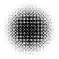 Radial halftone gradient texture. Dotted round pattern background. Abstract 8 bit faded pop art wallpaper. Vanishing