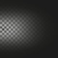 Radial light effect. Left side shadow. Transparent vector overlay. Dark fading pattern. Royalty Free Stock Photo