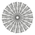 Radial lines design. Abstract pattern. Dynamic vector shape. Circular striped form.