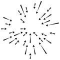 Radial lines element. Abstract radiating irregular lines