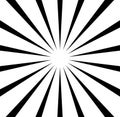 Radial lines starburst, sunburst pattern. Black and white circular lines, stripes abstract element.