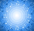 Radial Music Notes Blue Background Royalty Free Stock Photo