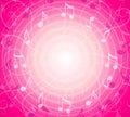 Radial Music Notes Pink Background