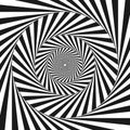 Radial optical illusion background. Black and white abstract lines surface in circles. Poster, banner, template design