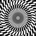 Radial optical illusion background. Black and white abstract lines surface in circles. Poster, banner, template design Royalty Free Stock Photo