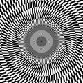 Radial optical illusion background. Black and white abstract lines surface in circles. Poster, banner, template design