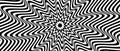 Radial optical illusion background. Black and white abstract wave lines surface. Poster design. Concentric spinning and