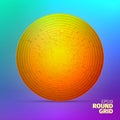 Radial ornament. Angular grid of 3d boxes. Circle element