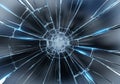 Radial pattern of a shattered glass surface creates a striking Royalty Free Stock Photo