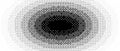 Radial pixelated gradient texture. Black and white dithered oval gradation. Retro ellipse bitmap game background