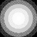 Radial pixelated gradient texture. Black and white dithered round gradation. Retro circle bitmap game background
