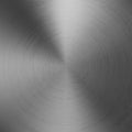 Radial polished texture gray metal background. Vector textured technology titanium background with circular polished, brushed