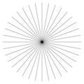 Radial, radiating lines intersected at center. Conflux, converging circular lines design