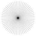Radial, radiating lines intersected at center. Conflux, converging circular lines design
