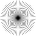 Radial, radiating straight thin lines. Circular black and white