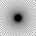 Radial, radiating straight thin lines. Circular black and white Royalty Free Stock Photo