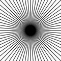 Radial, radiating straight thin lines. Circular black and white Royalty Free Stock Photo