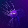 Radial sound wave curve. Colorful blue and purple equalizer background. Abstract colorful cover for music poster and banner. Royalty Free Stock Photo