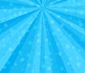 Radial speed lines. Abstract background with gentle blue rays, stripes. Background with falling confetti pieces, bokeh Royalty Free Stock Photo