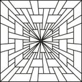 Radial square tunnel. Abstract line perspective. Geometric Vector pattern. Black white outline. Royalty Free Stock Photo