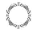 Radial wave sound lines. Circular frame. Sound circle ring. Wavy roun frame. Radial sun rays symbol. Wavy geometric