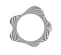 Radial wave sound lines. Circular frame. Sound circle ring. Wavy round frame. Radial rays symbol. Wavy geometric design